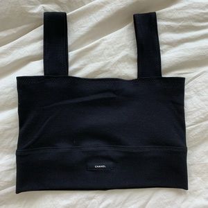 Black reworked Chanel crop top in XS
